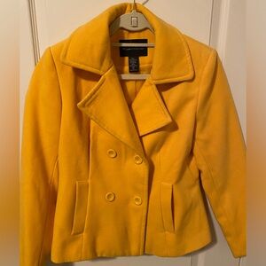 Womens Moda International Yellow Peacoat